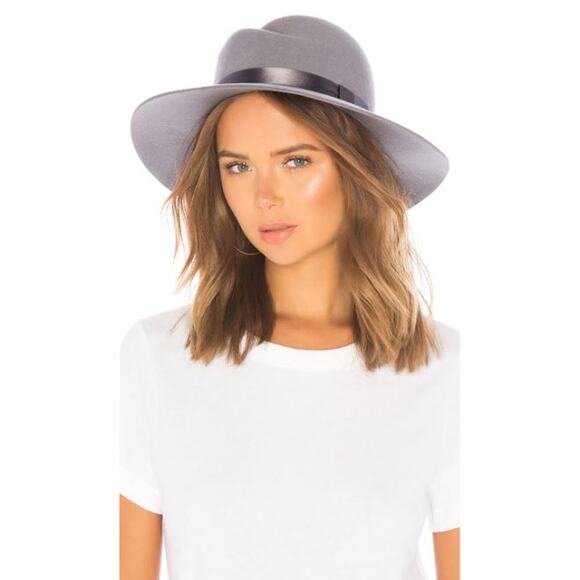 Rag & Bone 100% Wool Zoe Fedora Hat Light Grey Women\'s Size Large NWT